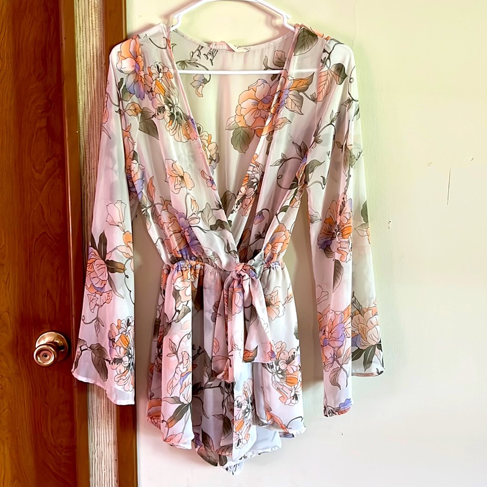 Sheer floral romper